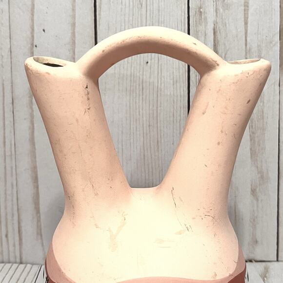 Vintage Southwestern Hand Painted Clay Pottery Wedding Vase 1980's TESA - Picture 3 of 8